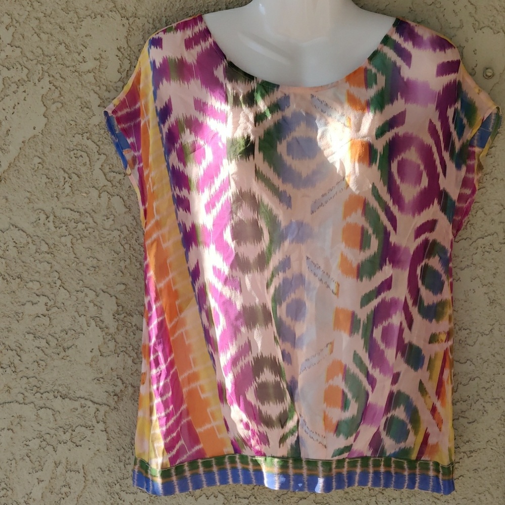 Madewell Broadway & Broome chiffon colorful blouse